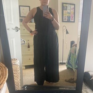 Mirth Cotton Linen blend Black Wide Leg Pants